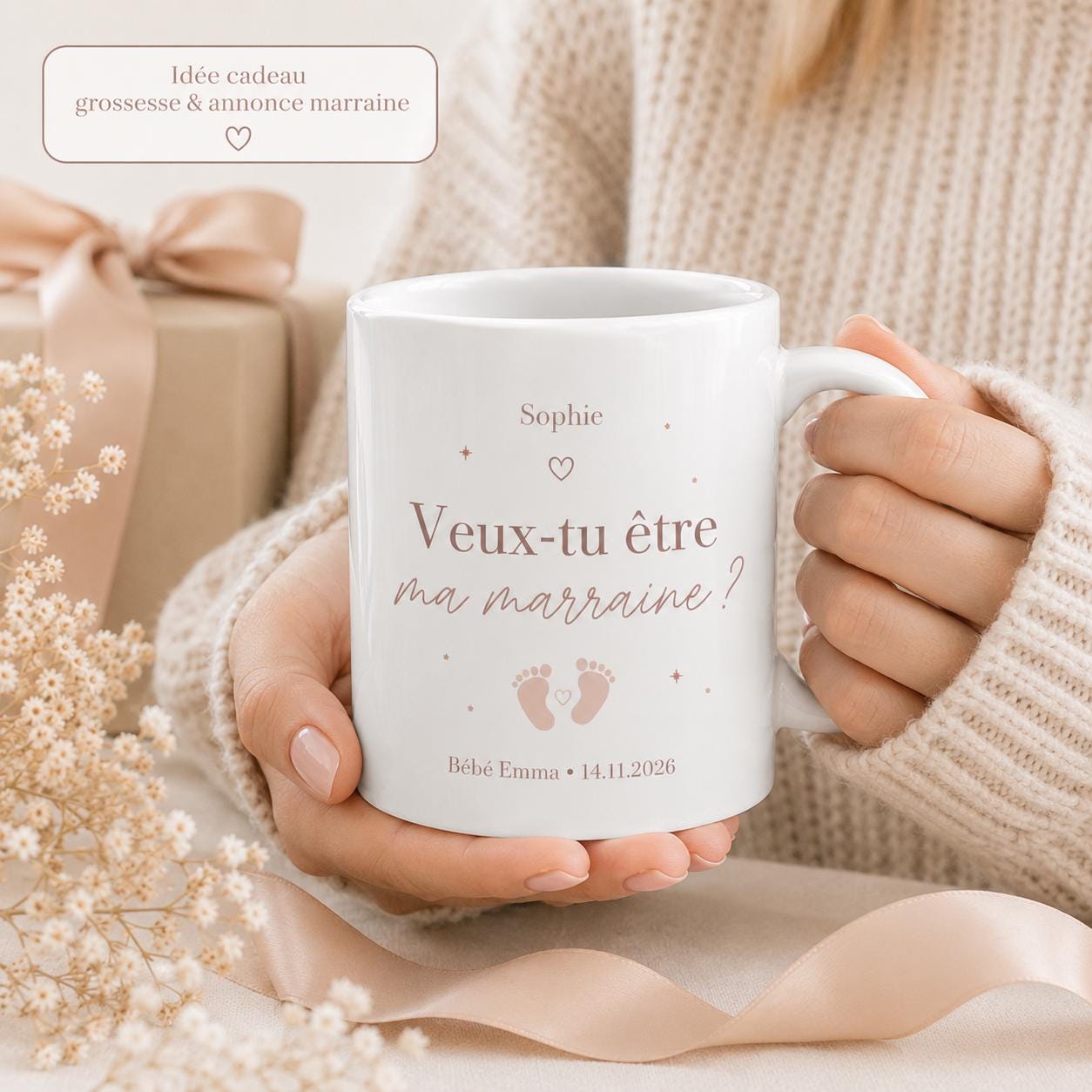 Mug demande marraine personnalisé – Veux-tu être ma marraine ?