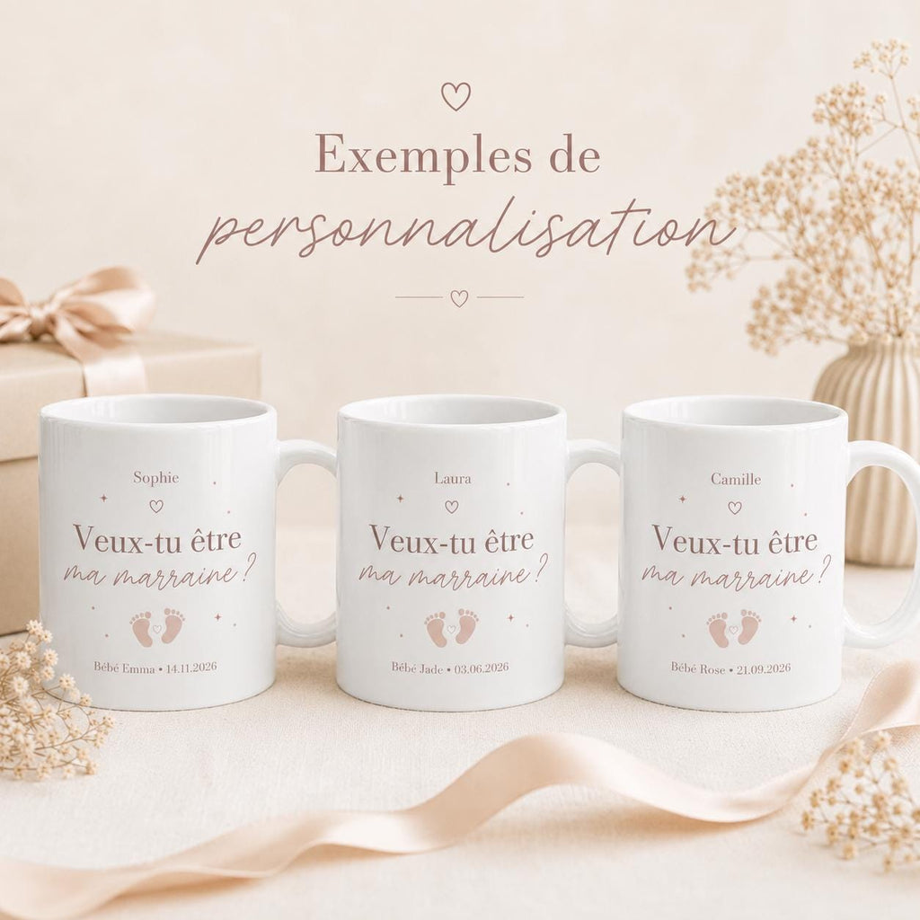 Mug demande marraine personnalisé – Veux-tu être ma marraine ?
