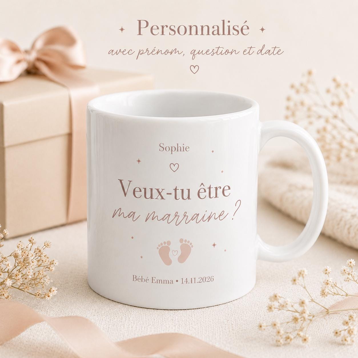 Mug demande marraine personnalisé – Veux-tu être ma marraine ?