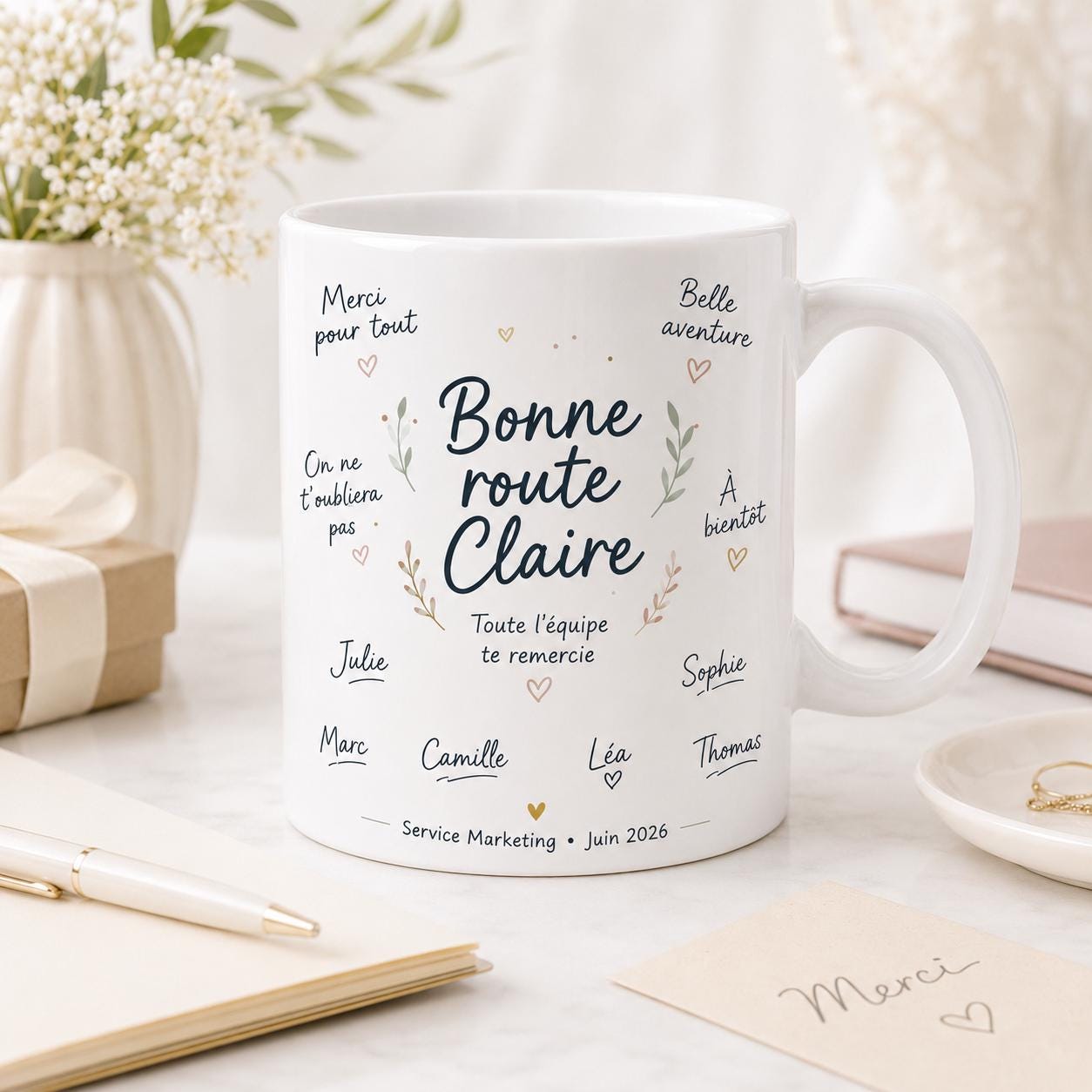 Mug départ collègue personnalisé – Messages et signatures de l’équipe