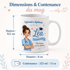 Mug infirmière diplômée personnalisé, cadeau réussite diplôme IFSI, tasse prénom nouvelle infirmière ou collègue