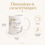 Mug personnalisé mariage avec deux prénoms et date, tasse couple en céramique, cadeau mariage, souvenir romantique