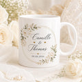 Mug personnalisé mariage avec deux prénoms et date, tasse couple en céramique, cadeau mariage, souvenir romantique