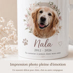 Mug souvenir animal personnalisé avec photo, hommage chien ou chat décédé, tasse mémorial prénom et dates