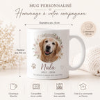 Mug souvenir animal personnalisé avec photo, hommage chien ou chat décédé, tasse mémorial prénom et dates