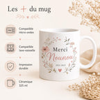 Mug nounou personnalisé avec dates de garde – Souvenir fin de contrat