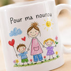 Mug nounou avec dessin d’enfant – Cadeau personnalisé unique