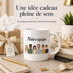 Mug équipe de travail personnalisé – Avatars, prénoms et message