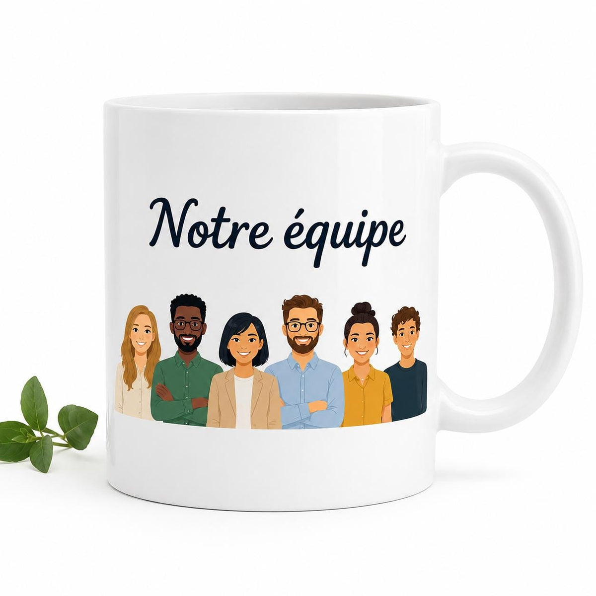 Mug équipe de travail personnalisé – Avatars, prénoms et message