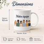 Mug équipe de travail personnalisé – Avatars, prénoms et message