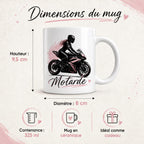 Mug motarde personnalisé avec prénom – Tasse moto et avatar