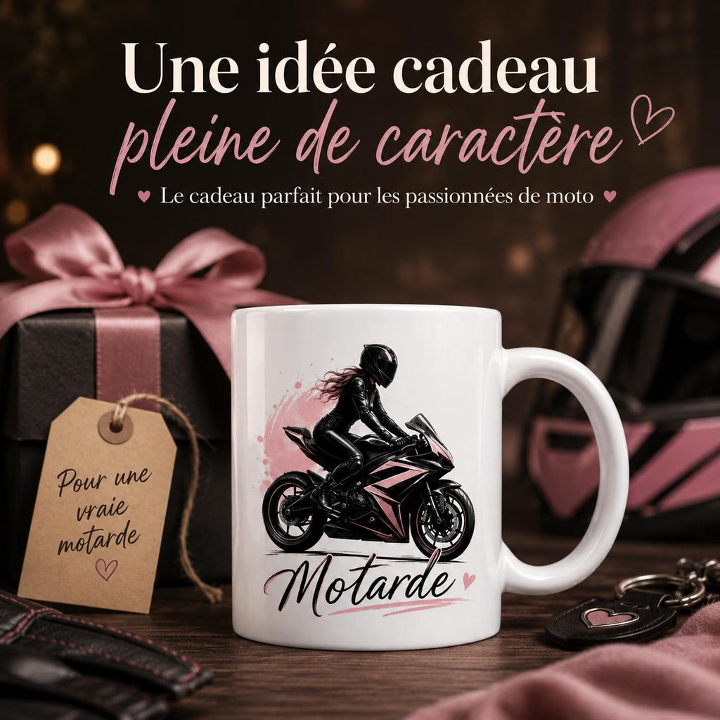 Mug motarde personnalisé avec prénom – Tasse moto et avatar