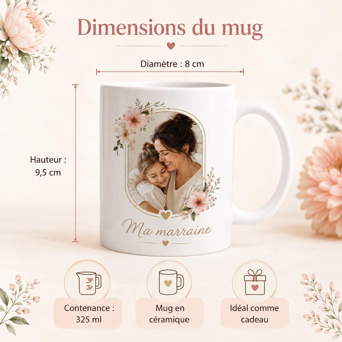 Mug marraine personnalisé avec photo – Cadeau du filleul