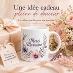 Mug merci marraine personnalisé – Cadeau avec prénom de l’enfant