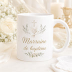 Mug marraine baptême personnalisé – Cadeau avec prénom et date