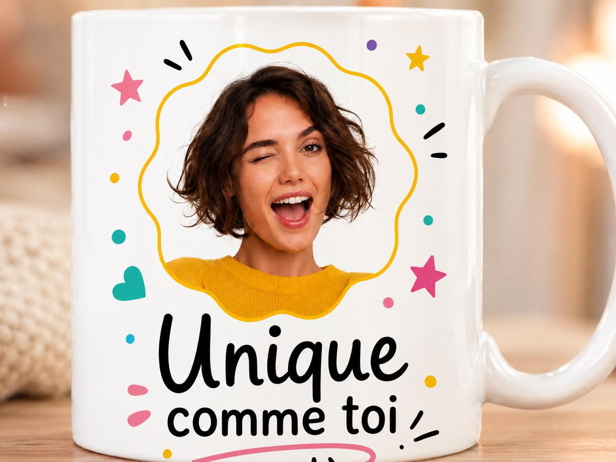 Mug photo tête personnalisé – Cadeau collègue humoristique avec visages