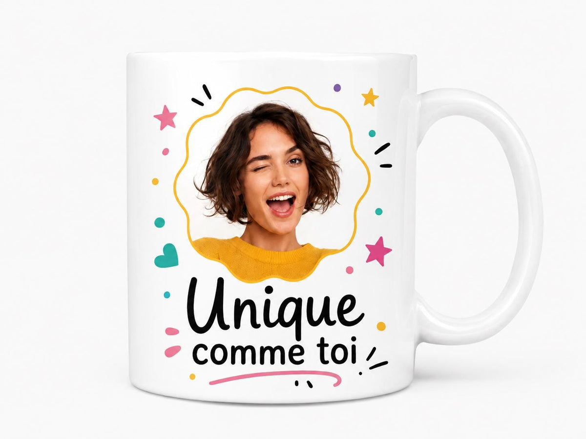 Mug photo tête personnalisé – Cadeau collègue humoristique avec visages