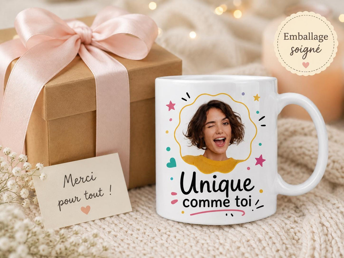 Mug photo tête personnalisé – Cadeau collègue humoristique avec visages