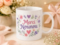 Mug merci nounou personnalisé – Cadeau fin de contrat avec prénom