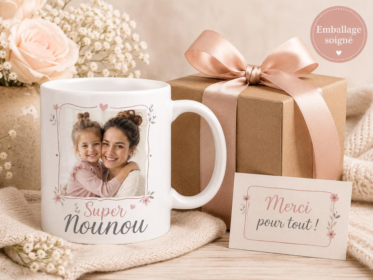 Mug nounou personnalisé avec photo – Cadeau merci assistante maternelle