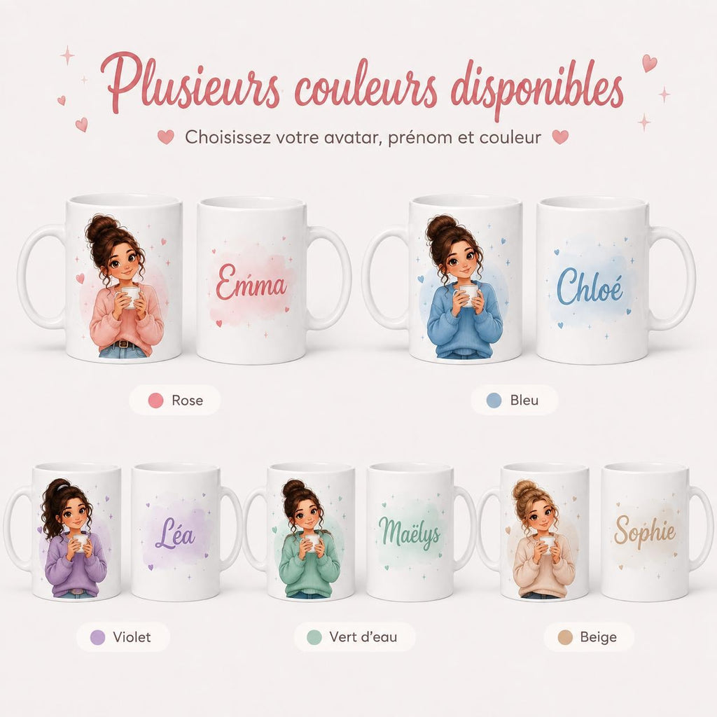Mug personnalisé prénom et avatar photo – Tasse portrait personnalisée avec visage