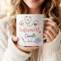 Mug infirmière personnalisé avec prénom et avatar – Cadeau infirmière, tasse soignante