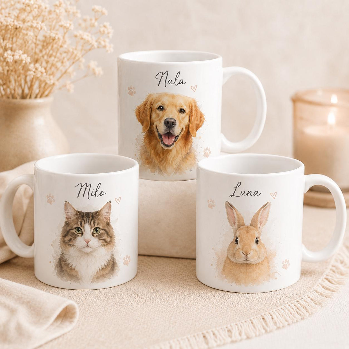 Mug personnalisé animal avec photo et prénom – Portrait chien ou chat, cadeau animaux