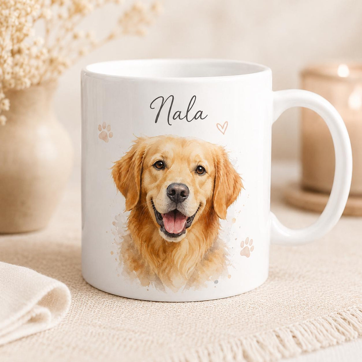 Mug personnalisé animal avec photo et prénom – Portrait chien ou chat, cadeau animaux