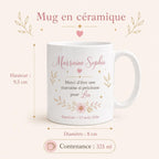 Mug Marraine Baptême Personnalisé avec Prénom du Filleul et Date, Cadeau Marraine Original et Souvenir