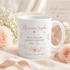 Mug Marraine Baptême Personnalisé avec Prénom du Filleul et Date, Cadeau Marraine Original et Souvenir