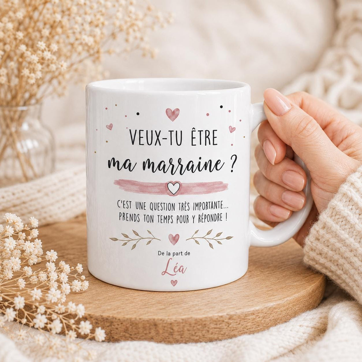 Mug Demande Marraine Personnalisé, Veux-tu Être Ma Marraine, Cadeau Annonce Grossesse ou Baptême avec Prénom