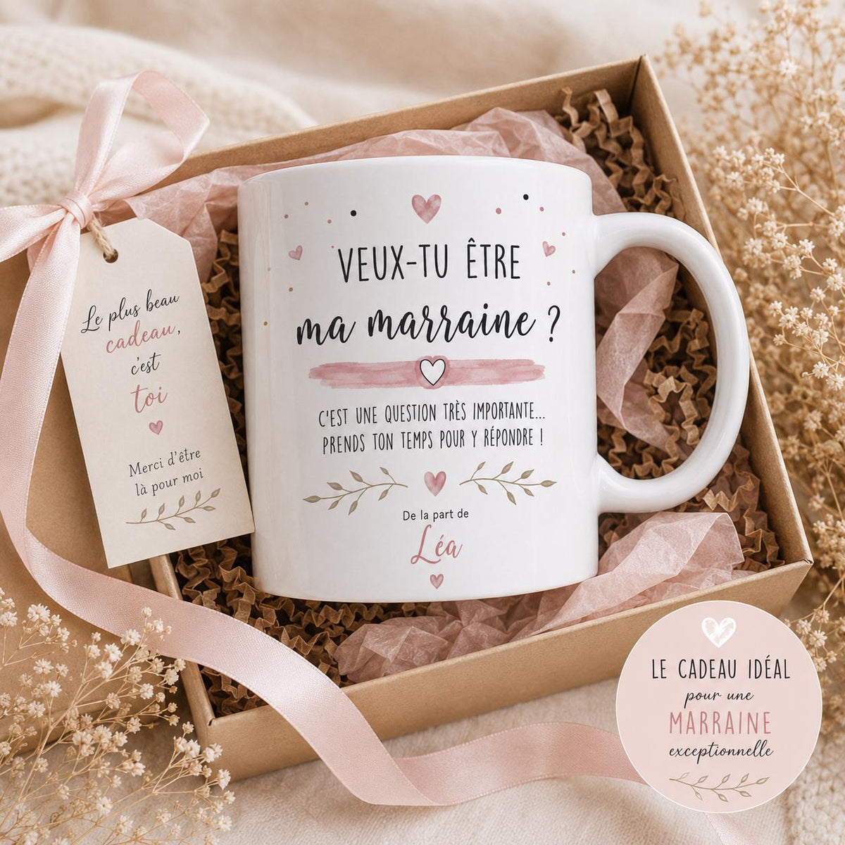 Mug Demande Marraine Personnalisé, Veux-tu Être Ma Marraine, Cadeau Annonce Grossesse ou Baptême avec Prénom