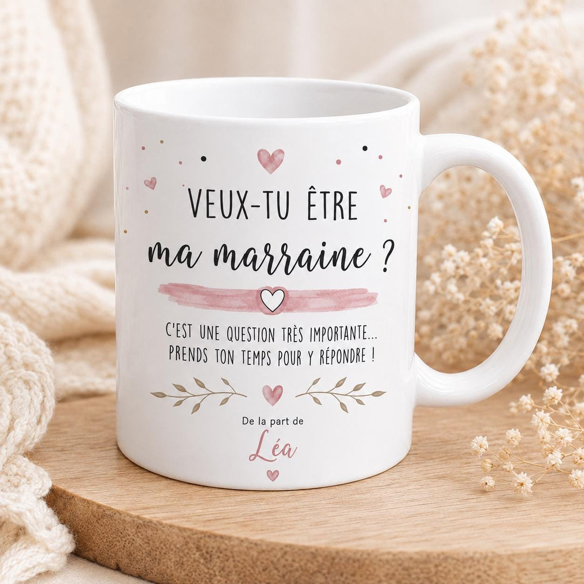 Mug Demande Parrain Personnalisé, Veux-tu Être Mon Parrain, Cadeau Annonce Grossesse ou Baptême avec Prénom