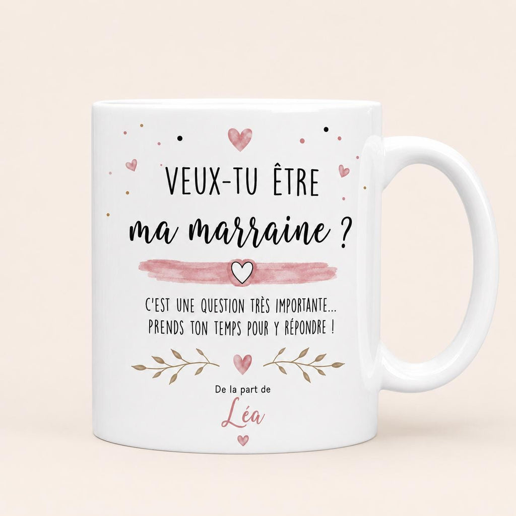 Mug Demande Marraine Personnalisé, Veux-tu Être Ma Marraine, Cadeau Annonce Grossesse ou Baptême avec Prénom