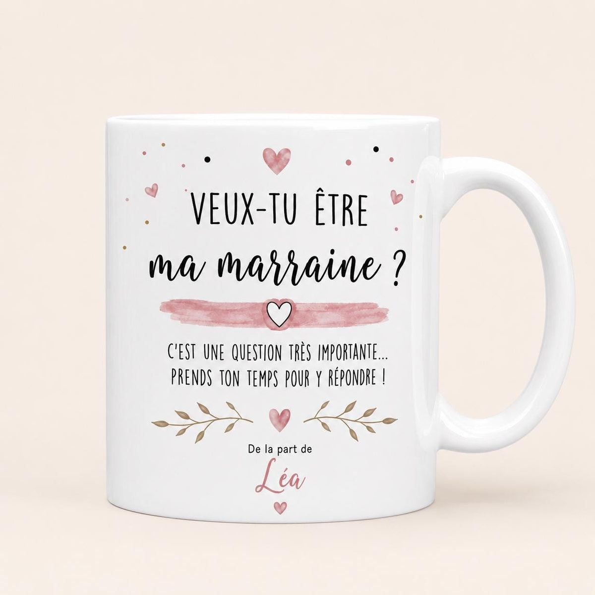 Mug Demande Marraine Personnalisé, Veux-tu Être Ma Marraine, Cadeau Annonce Grossesse ou Baptême avec Prénom
