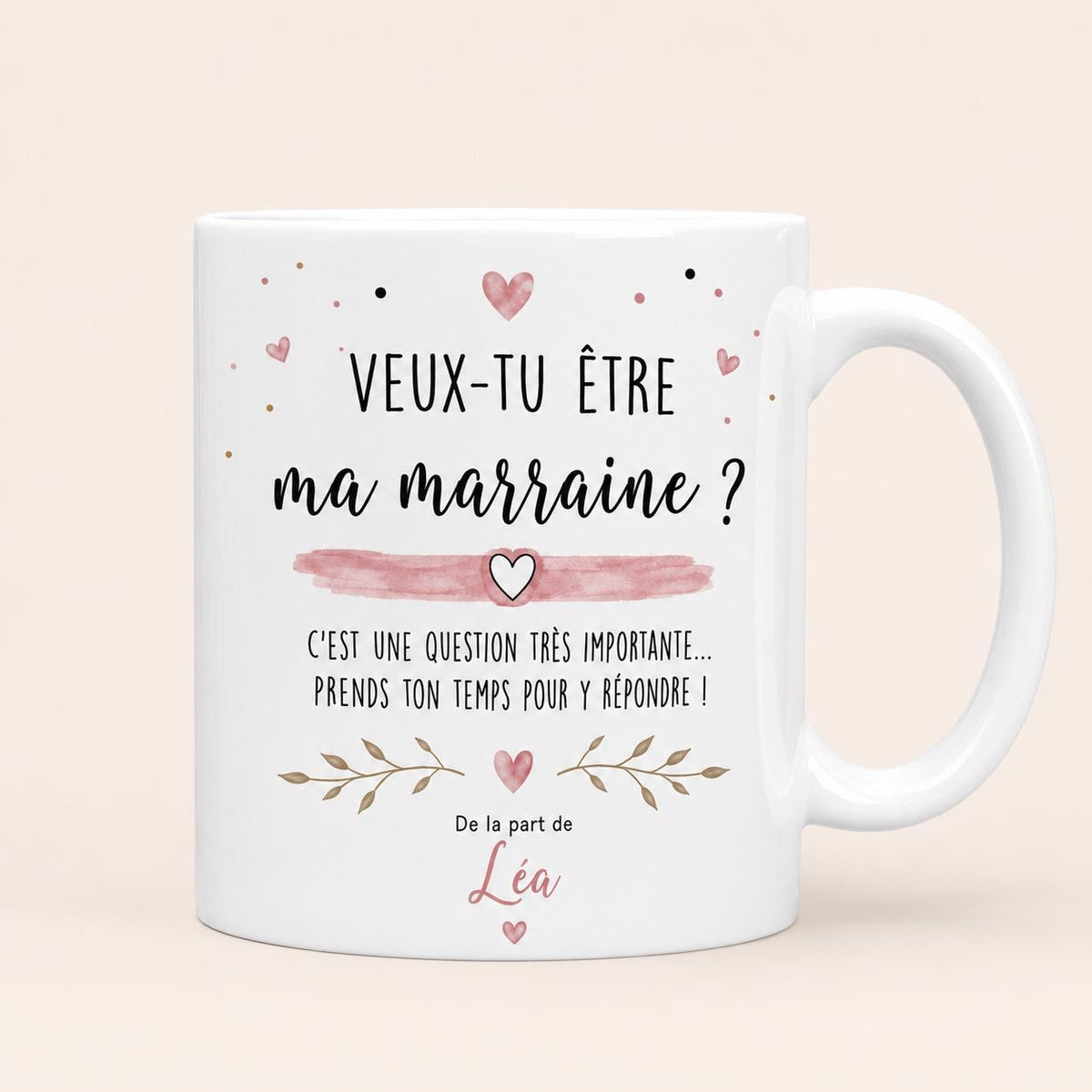 Mug Demande Parrain Personnalisé, Veux-tu Être Mon Parrain, Cadeau Annonce Grossesse ou Baptême avec Prénom