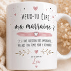 Mug Demande Marraine Personnalisé, Veux-tu Être Ma Marraine, Cadeau Annonce Grossesse ou Baptême avec Prénom
