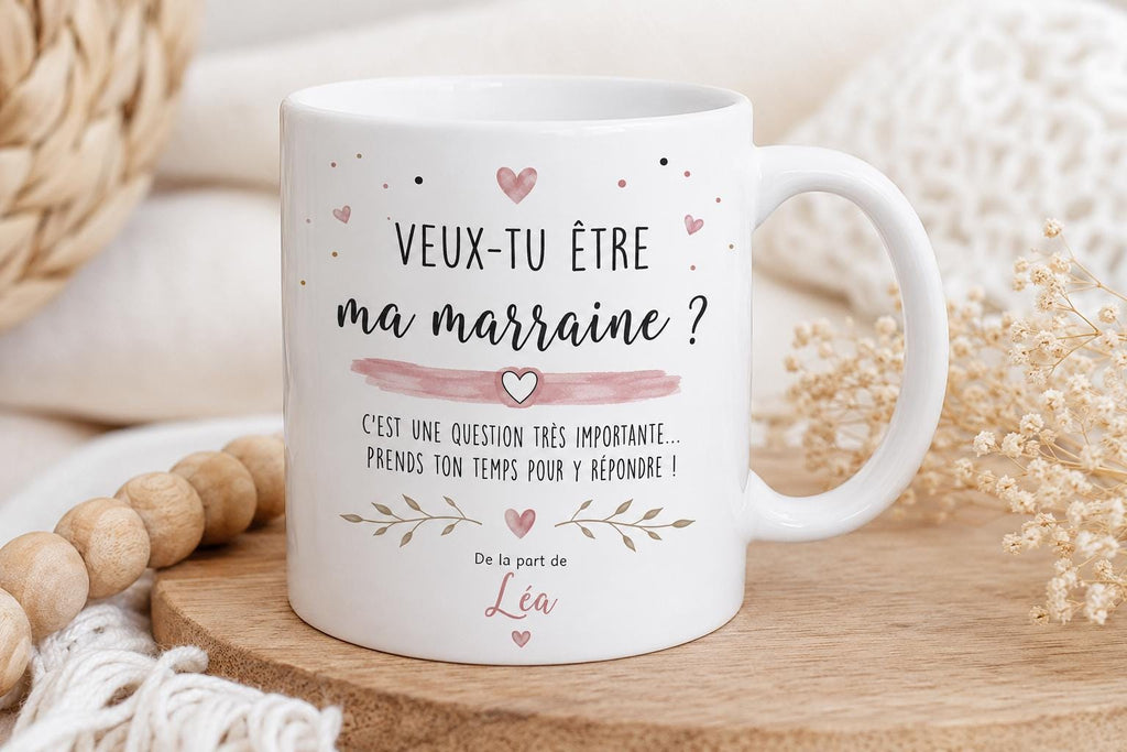 Mug Demande Parrain Personnalisé, Veux-tu Être Mon Parrain, Cadeau Annonce Grossesse ou Baptême avec Prénom