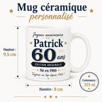 Mug Homme 60 Ans Personnalisé avec Prénom, Cadeau Anniversaire Homme Original, Tasse Humour 60 Ans