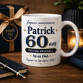 Mug Homme 60 Ans Personnalisé avec Prénom, Cadeau Anniversaire Homme Original, Tasse Humour 60 Ans