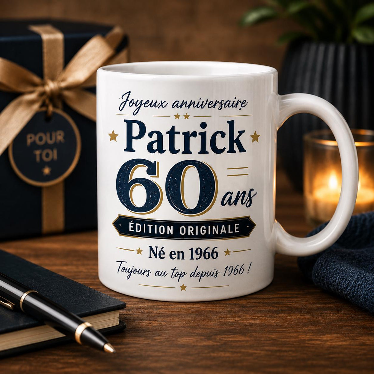 Mug Homme 60 Ans Personnalisé avec Prénom, Cadeau Anniversaire Homme Original, Tasse Humour 60 Ans