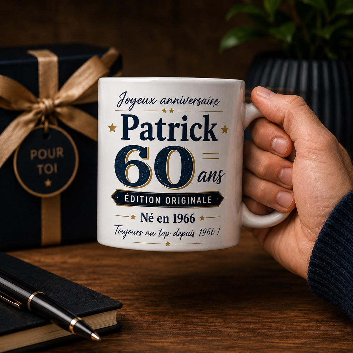 Mug Homme 60 Ans Personnalisé avec Prénom, Cadeau Anniversaire Homme Original, Tasse Humour 60 Ans