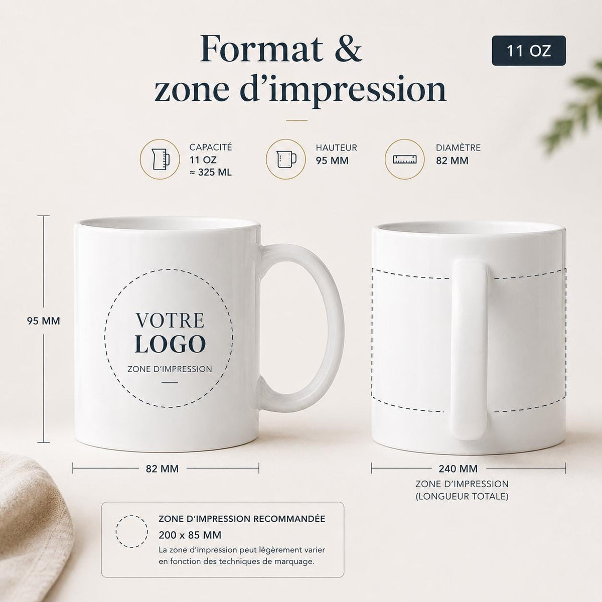 Mug personnalisé avec logo entreprise – Tasse personnalisée 11 oz – Cadeau entreprise et collaborateurs B2B