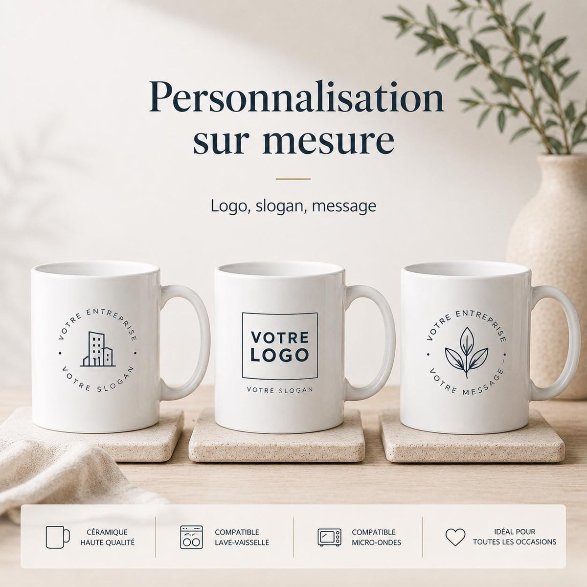 Mug personnalisé avec logo entreprise – Tasse personnalisée 11 oz – Cadeau entreprise et collaborateurs B2B