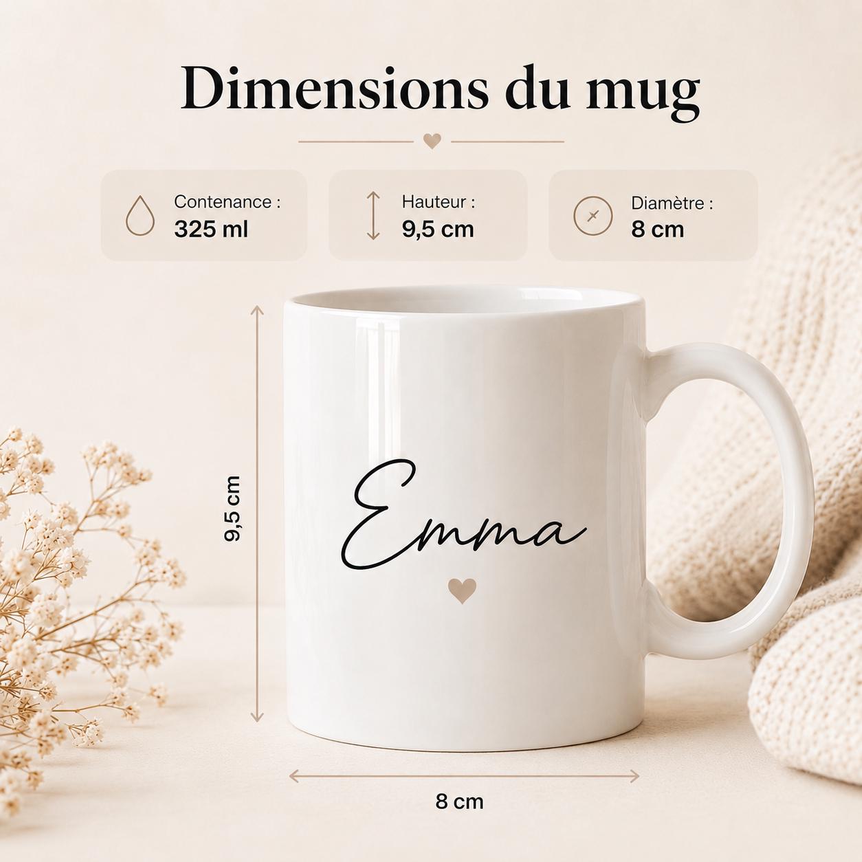 Mug Personnalisé Prénom – Tasse Personnalisée avec Prénom ou Texte – Cadeau Original Femme Homme – Anniversaire, Noël, Collègue