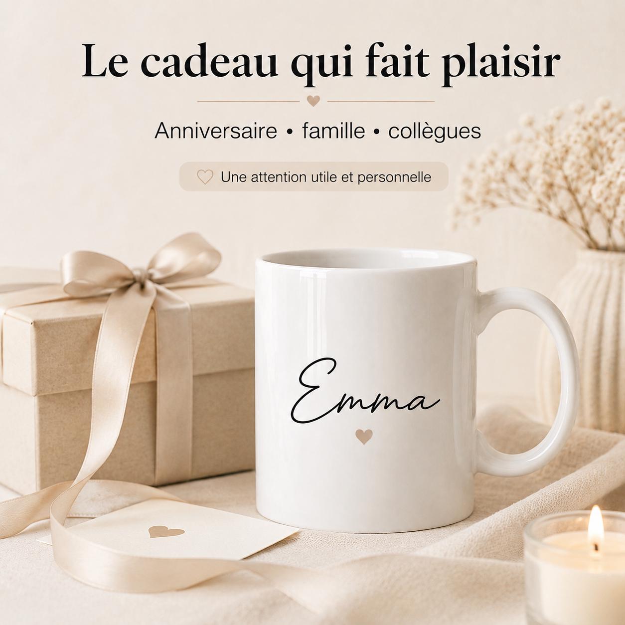 Mug Personnalisé Prénom – Tasse Personnalisée avec Prénom ou Texte – Cadeau Original Femme Homme – Anniversaire, Noël, Collègue
