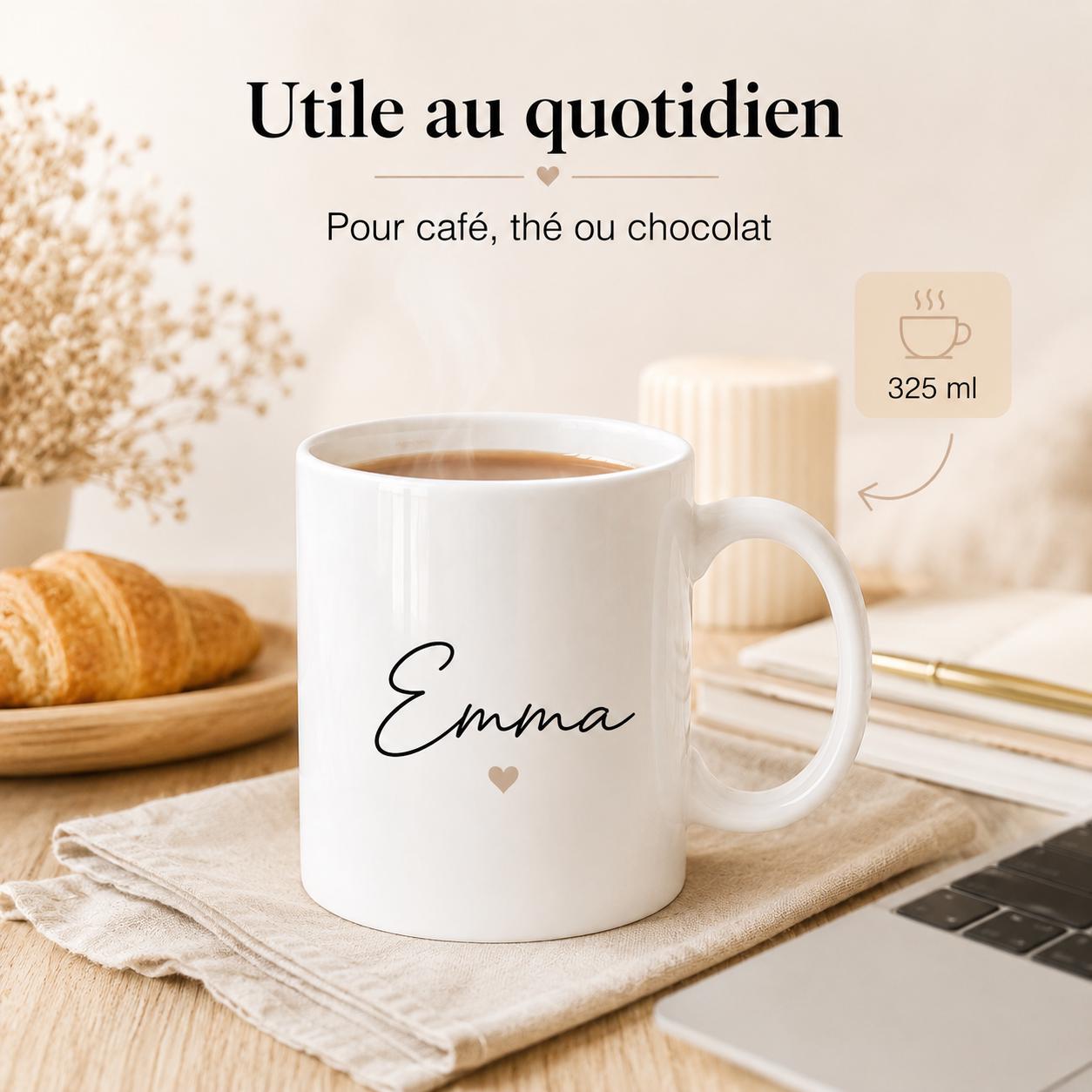 Mug Personnalisé Prénom – Tasse Personnalisée avec Prénom ou Texte – Cadeau Original Femme Homme – Anniversaire, Noël, Collègue