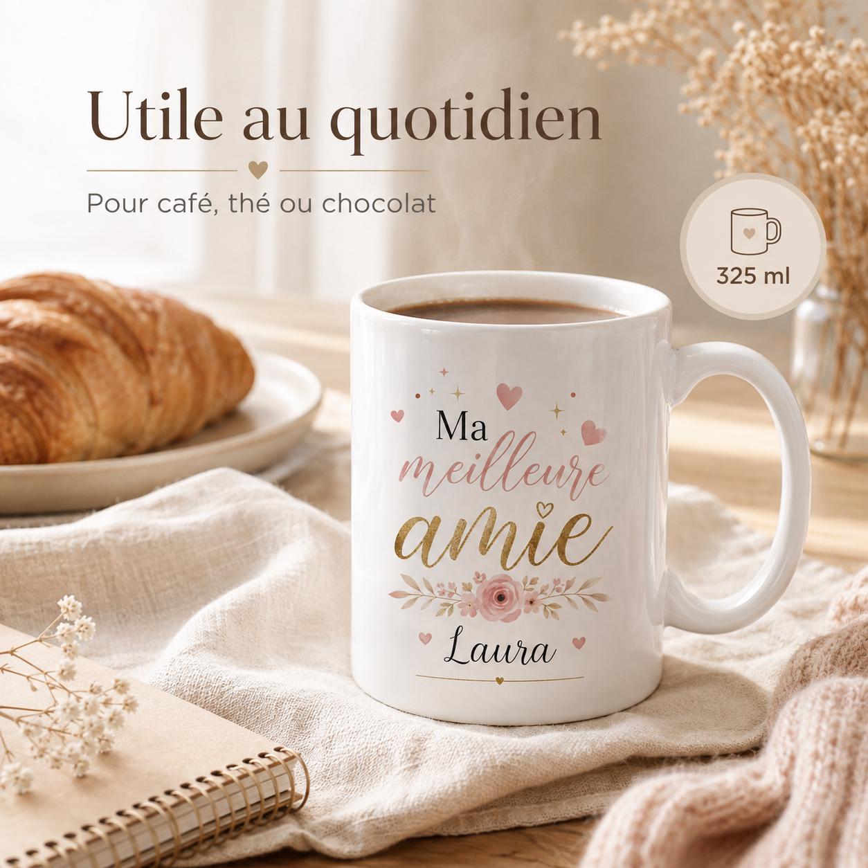 Mug Personnalisé Amie avec Prénom – Cadeau Meilleure Amie – Tasse Personnalisée Amitié – Cadeau Anniversaire Femme Bestie