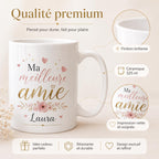 Mug Personnalisé Amie avec Prénom – Cadeau Meilleure Amie – Tasse Personnalisée Amitié – Cadeau Anniversaire Femme Bestie