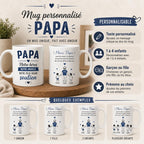 Mug Personnalisé Papa avec Prénoms Enfants – Tasse Papa 1 à 4 Enfants – Texte Personnalisable au Dos Cadeau Papa Anniversaire Fête des Pères